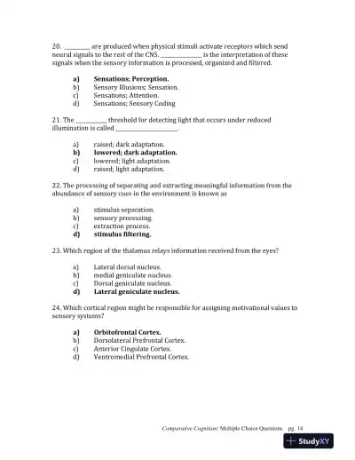 Comparative Cognition, 1st Edition Test Bank - Page 14 preview image