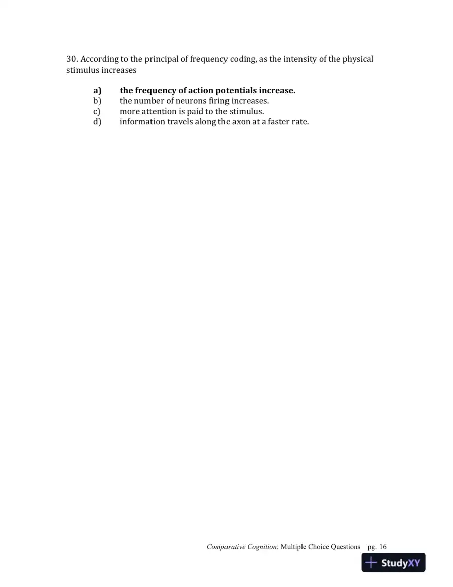 Comparative Cognition, 1st Edition Test Bank, page 16