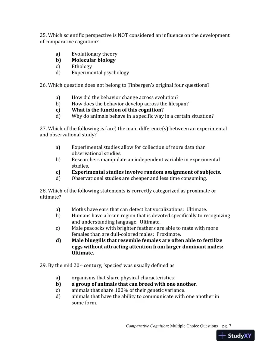 Comparative Cognition, 1st Edition Test Bank, page 7