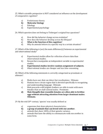 Comparative Cognition, 1st Edition Test Bank - Page 7 preview image