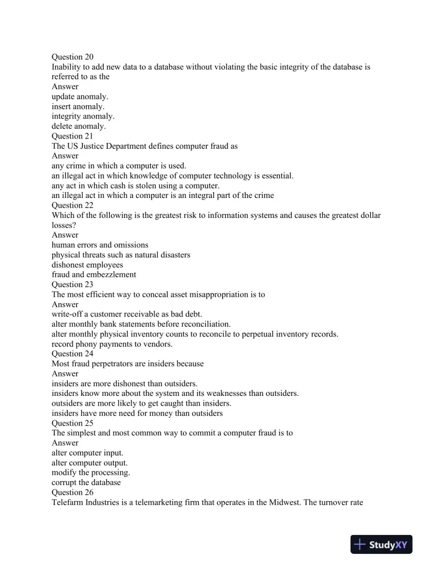 ACC 564 Final Exam Review: Key Accounting Information Systems Concepts and Fraud Detection, page 6