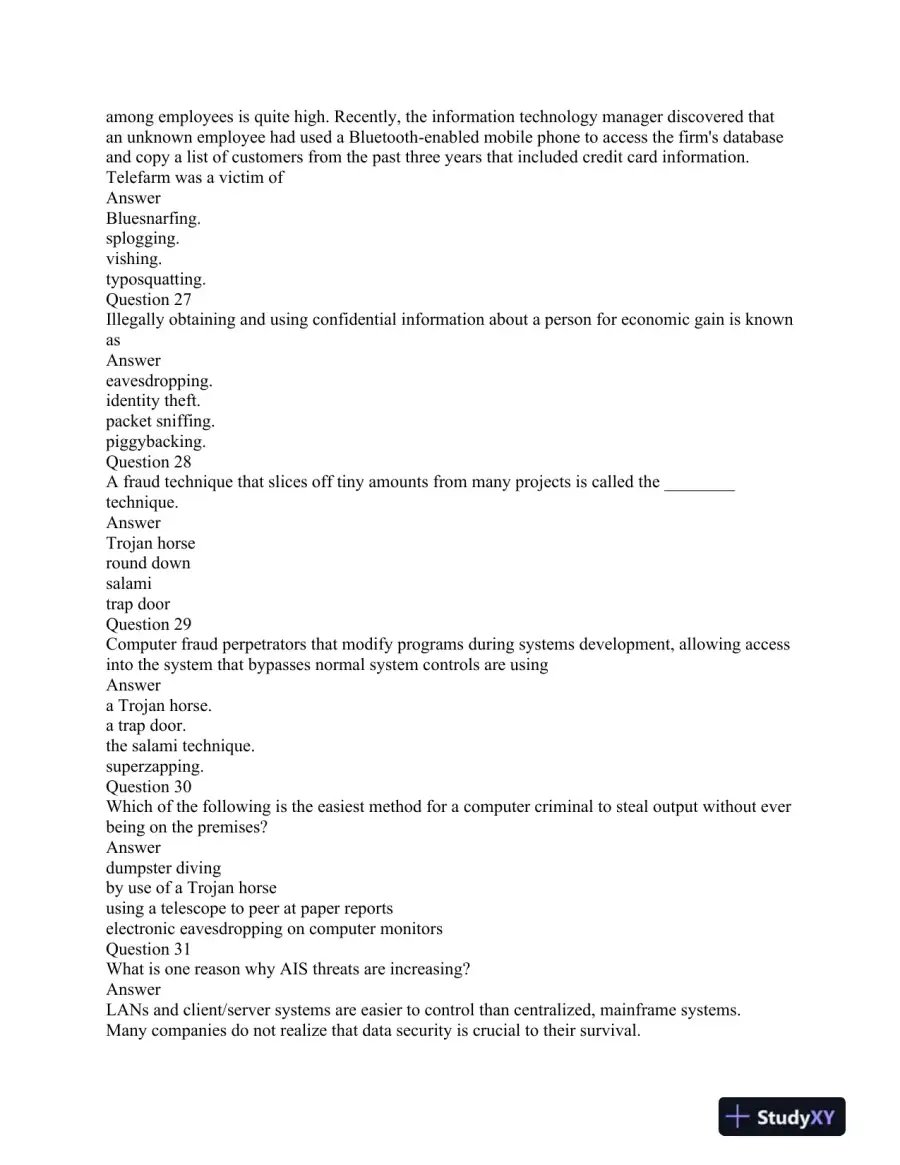 ACC 564 Final Exam Review: Key Accounting Information Systems Concepts and Fraud Detection, page 7