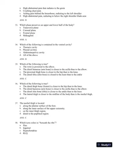 Test Bank for The Human Body in Health and Illness, 7th Edition (Chapters 1-27) - Page 11 preview image