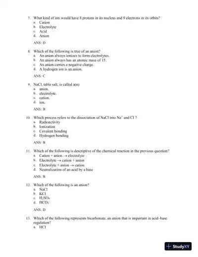 Test Bank for The Human Body in Health and Illness, 7th Edition (Chapters 1-27) - Page 15 preview image
