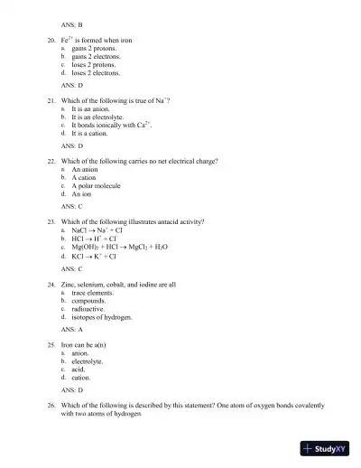 Test Bank for The Human Body in Health and Illness, 7th Edition (Chapters 1-27) - Page 17 preview image