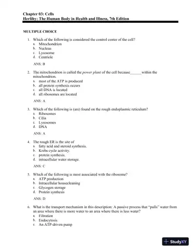 Test Bank for The Human Body in Health and Illness, 7th Edition (Chapters 1-27) - Page 25 preview image