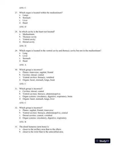 Test Bank for The Human Body in Health and Illness, 7th Edition (Chapters 1-27) - Page 7 preview image