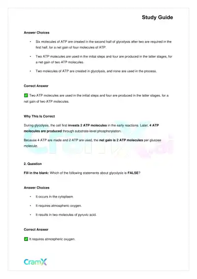 Biology - Cellular Respiration - Page 6 preview image