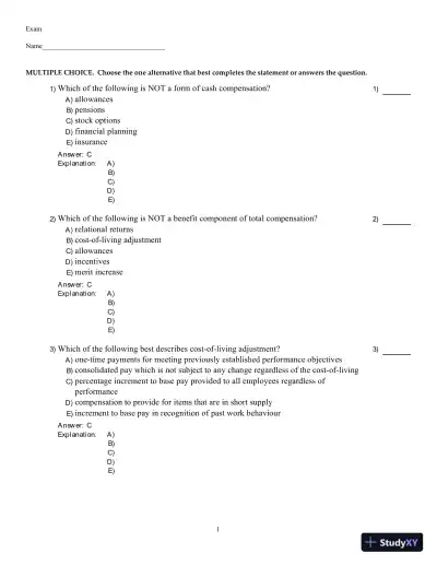 Compensation 5th Edition Test Bank - Page 1 preview image