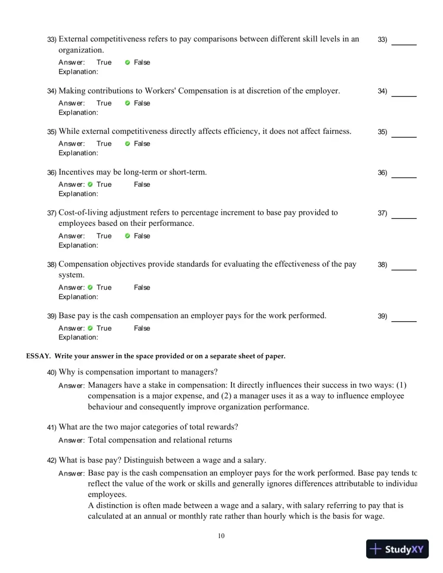 Compensation 5th Edition Test Bank, page 11