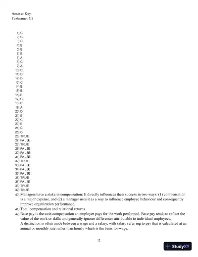 Compensation 5th Edition Test Bank - Page 13 preview image