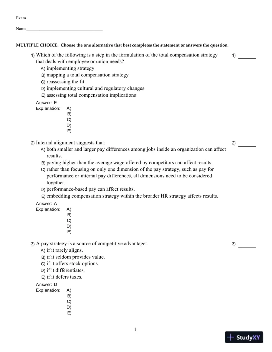 Compensation 5th Edition Test Bank, page 15