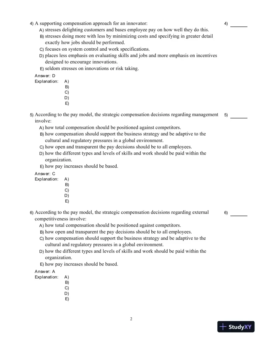 Compensation 5th Edition Test Bank, page 16