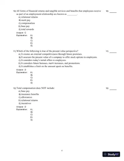 Compensation 5th Edition Test Bank - Page 5 preview image