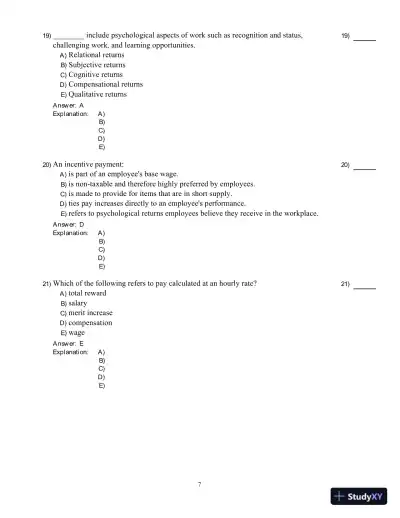 Compensation 5th Edition Test Bank - Page 8 preview image