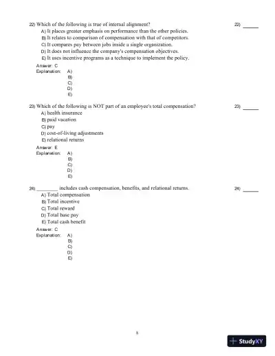Compensation 5th Edition Test Bank - Page 9 preview image