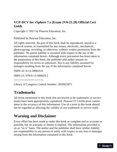 VCP-DCV for vSphere 7.x Exam 2V0-21.20 Official Cert Guide, 4th edition (2021) - Page 5 preview image