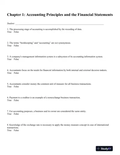 Principles of Financial Accounting 12th Edition Test Bank - Page 1 preview image