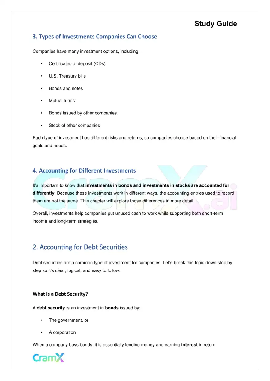 Accounting Principles II – Investments, page 2