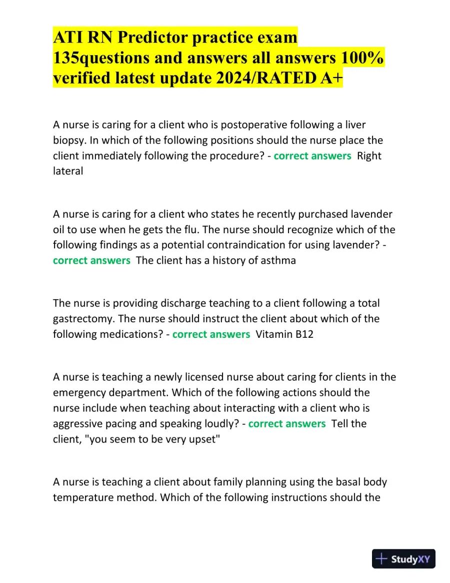 2024 ATI RN Predictor Practice Exam with Answers (136 Solved Questions), page 3
