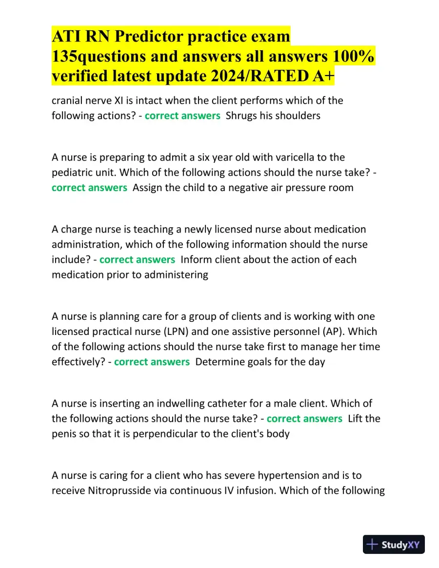 2024 ATI RN Predictor Practice Exam with Answers (136 Solved Questions), page 7