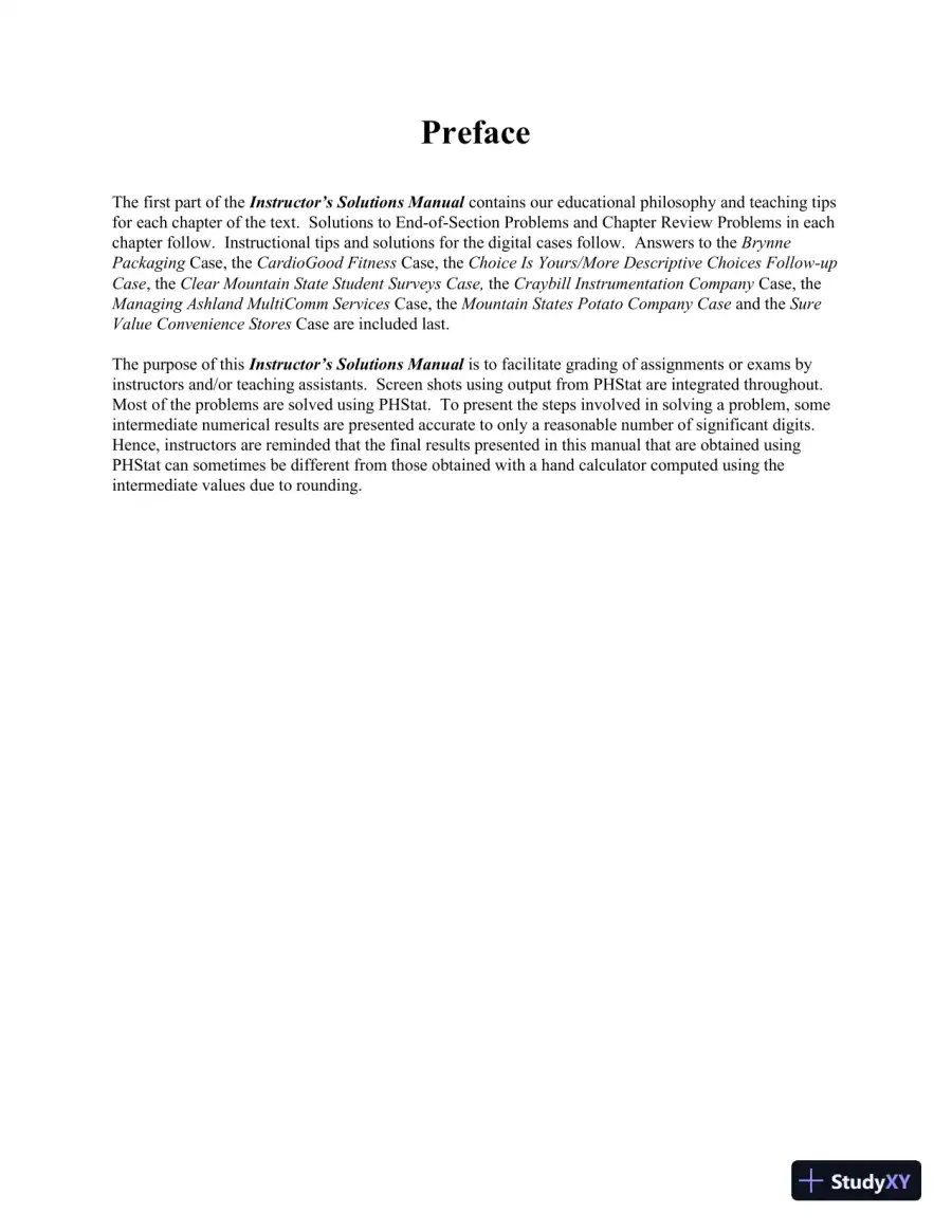 Solution Manual For Statistics for Managers Using Microsoft Excel, 7th Edition, page 4