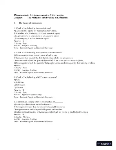 Test Bank for Microeconomics, 2nd Edition - Page 1 preview image