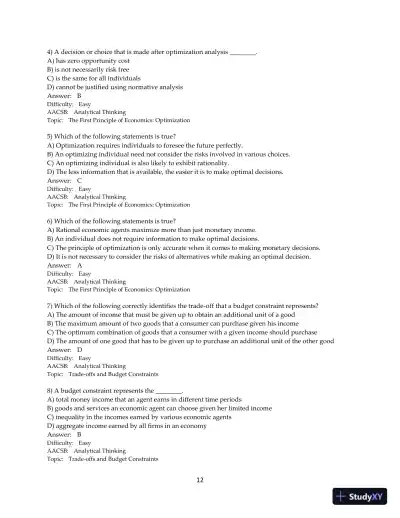 Test Bank for Microeconomics, 2nd Edition - Page 13 preview image