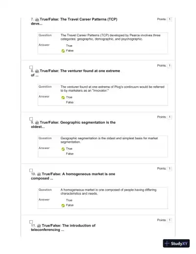 Tourism: The Business of Hospitality and Travel, 5th Edition Test Bank - Page 16 preview image