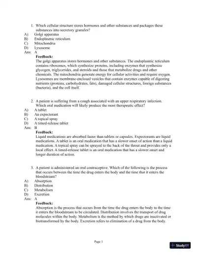 Abrams' Clinical Drug Therapy: Rationales for Nursing Practice, 11th Edition Test Bank - Page 1 preview image