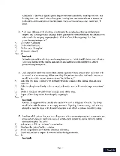 Abrams' Clinical Drug Therapy: Rationales for Nursing Practice, 11th Edition Test Bank - Page 27 preview image