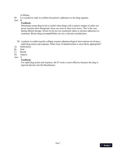 Abrams' Clinical Drug Therapy: Rationales for Nursing Practice, 11th Edition Test Bank - Page 8 preview image