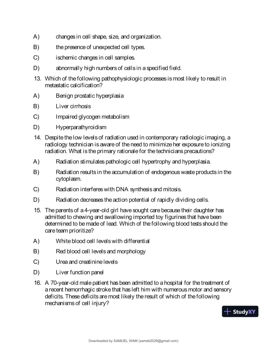 Test Bank for Applied Pathophysiology: A Conceptual Approach to the Mechanisms of Disease, 3rd Edition (Chapters 1-18), page 10