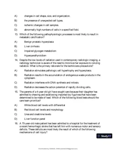 Test Bank for Applied Pathophysiology: A Conceptual Approach to the Mechanisms of Disease, 3rd Edition (Chapters 1-18) - Page 10 preview image