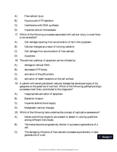 Test Bank for Applied Pathophysiology: A Conceptual Approach to the Mechanisms of Disease, 3rd Edition (Chapters 1-18) - Page 11 preview image