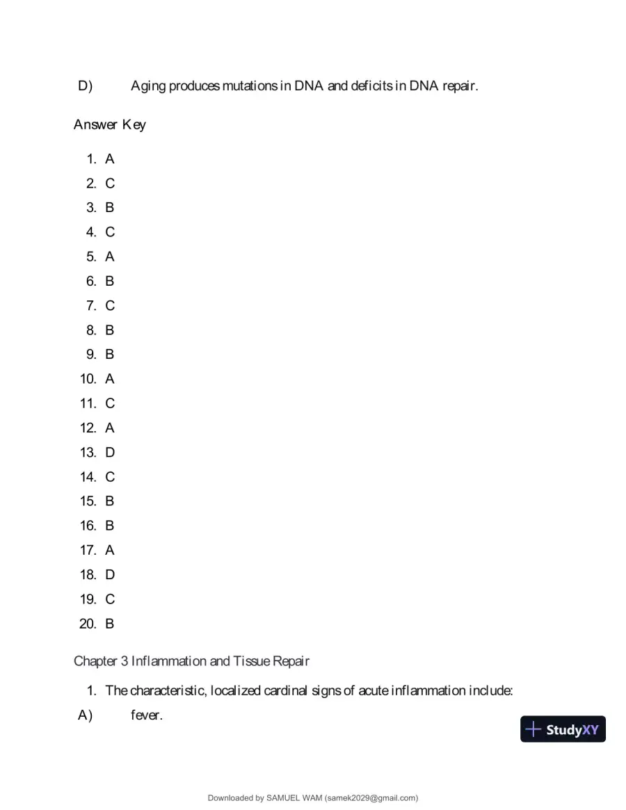 Test Bank for Applied Pathophysiology: A Conceptual Approach to the Mechanisms of Disease, 3rd Edition (Chapters 1-18), page 12