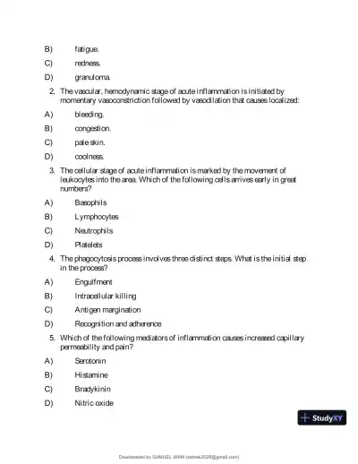 Test Bank for Applied Pathophysiology: A Conceptual Approach to the Mechanisms of Disease, 3rd Edition (Chapters 1-18) - Page 13 preview image