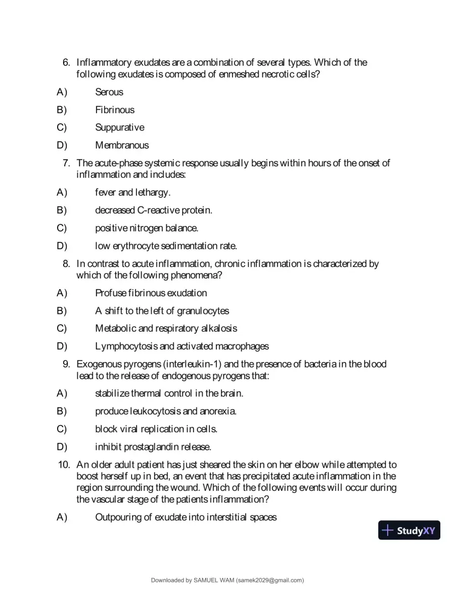 Test Bank for Applied Pathophysiology: A Conceptual Approach to the Mechanisms of Disease, 3rd Edition (Chapters 1-18), page 14