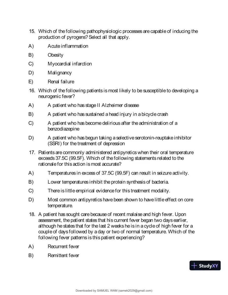 Test Bank for Applied Pathophysiology: A Conceptual Approach to the Mechanisms of Disease, 3rd Edition (Chapters 1-18), page 16