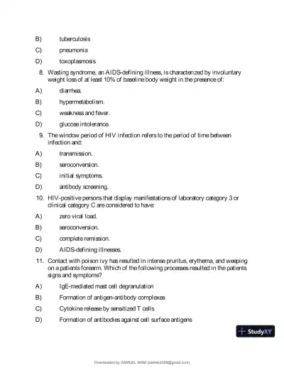 Test Bank for Applied Pathophysiology: A Conceptual Approach to the Mechanisms of Disease, 3rd Edition (Chapters 1-18) - Page 20 preview image