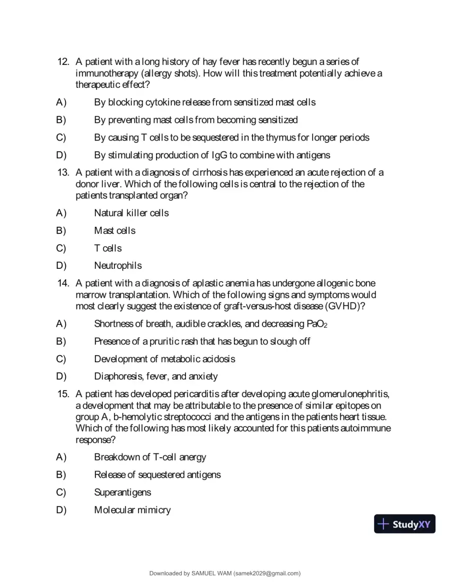 Test Bank for Applied Pathophysiology: A Conceptual Approach to the Mechanisms of Disease, 3rd Edition (Chapters 1-18), page 21