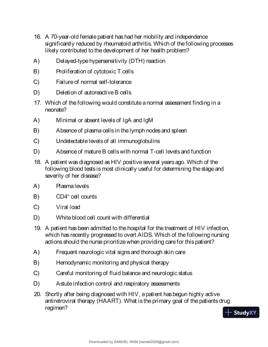 Test Bank for Applied Pathophysiology: A Conceptual Approach to the Mechanisms of Disease, 3rd Edition (Chapters 1-18), page 22