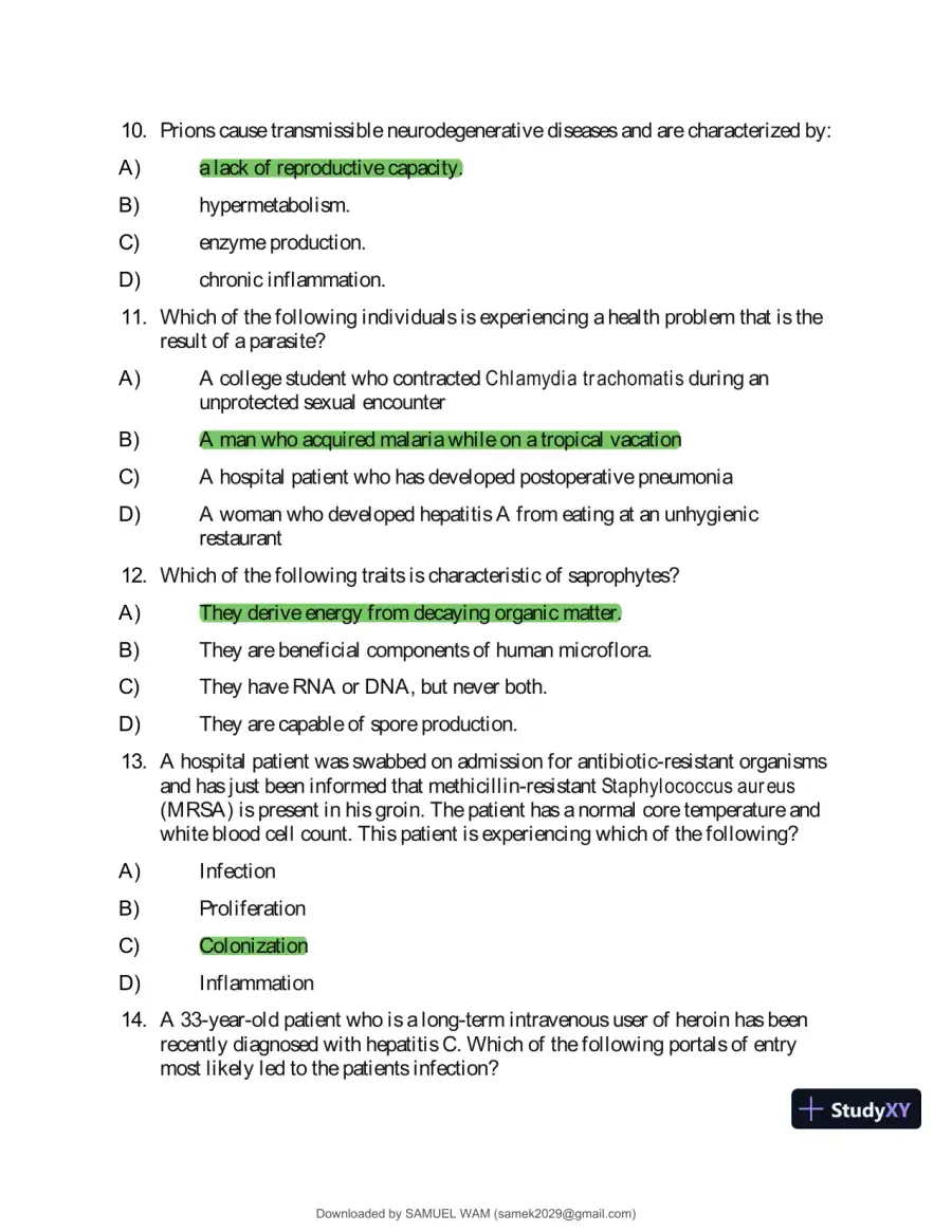 Test Bank for Applied Pathophysiology: A Conceptual Approach to the Mechanisms of Disease, 3rd Edition (Chapters 1-18), page 26