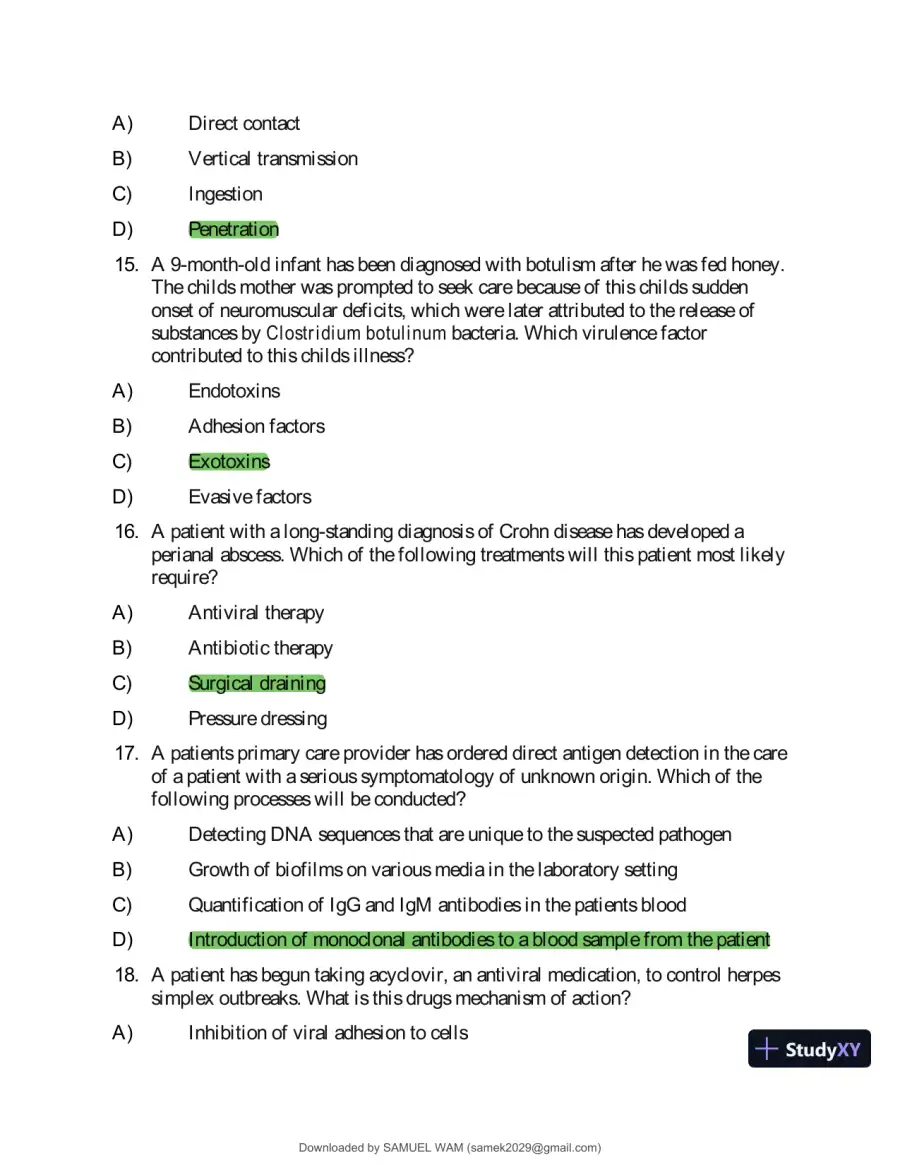 Test Bank for Applied Pathophysiology: A Conceptual Approach to the Mechanisms of Disease, 3rd Edition (Chapters 1-18), page 27