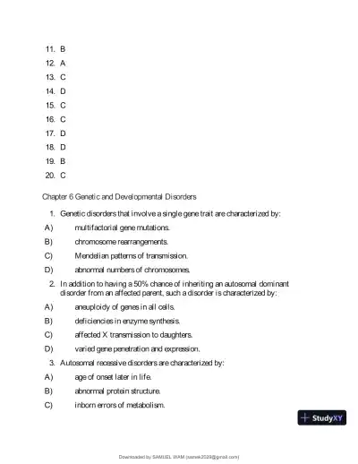 Test Bank for Applied Pathophysiology: A Conceptual Approach to the Mechanisms of Disease, 3rd Edition (Chapters 1-18) - Page 29 preview image