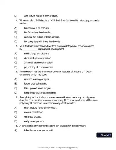 Test Bank for Applied Pathophysiology: A Conceptual Approach to the Mechanisms of Disease, 3rd Edition (Chapters 1-18) - Page 30 preview image