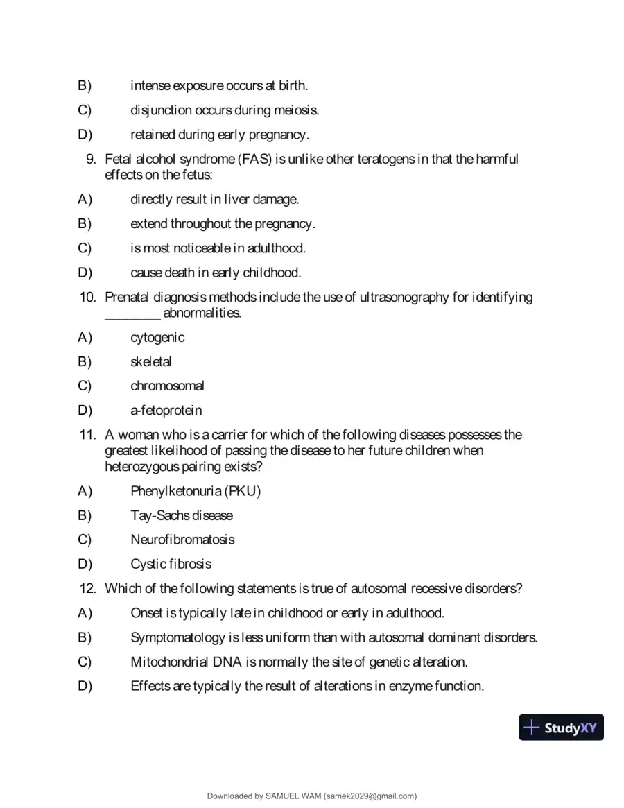 Test Bank for Applied Pathophysiology: A Conceptual Approach to the Mechanisms of Disease, 3rd Edition (Chapters 1-18), page 31