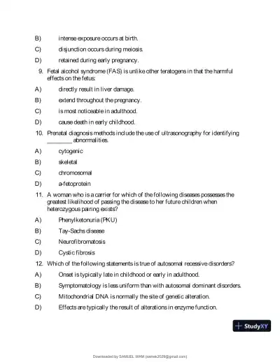 Test Bank for Applied Pathophysiology: A Conceptual Approach to the Mechanisms of Disease, 3rd Edition (Chapters 1-18) - Page 31 preview image