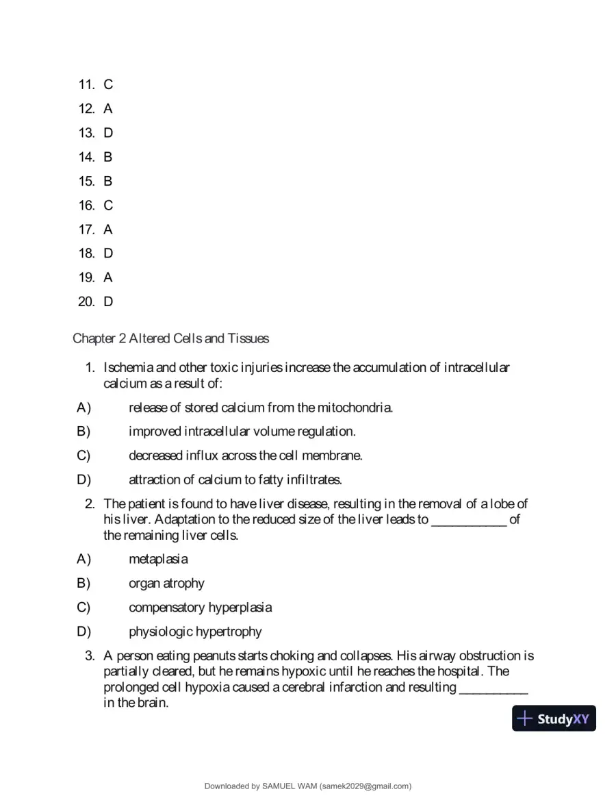 Test Bank for Applied Pathophysiology: A Conceptual Approach to the Mechanisms of Disease, 3rd Edition (Chapters 1-18), page 7