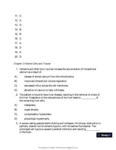 Test Bank for Applied Pathophysiology: A Conceptual Approach to the Mechanisms of Disease, 3rd Edition (Chapters 1-18) - Page 7 preview image